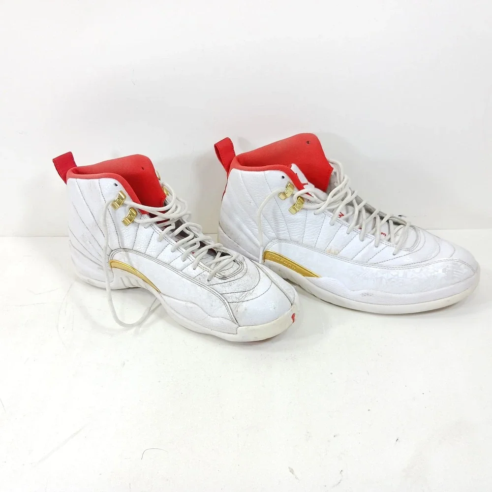 Air Jordan 12 Retro FIBA White University Red Gold 130690-107 Mens 11.5